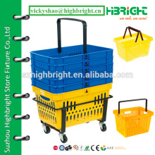 supermarket hand basket,shopping basket with custom logo printing,plastic grocery baskets for sale